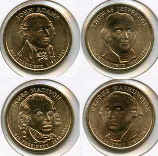 2007-D Presidential Dollar 4-Coin Set - Washington Madison Adams Jefferson
