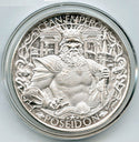 Poseidon Lost City Atlantis 999 Silver 1 oz Art Medal Round Ocean Emperor - A213