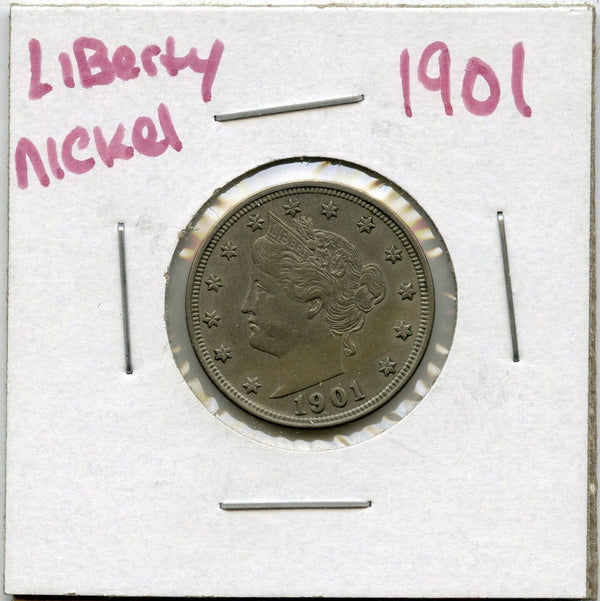 1901 Liberty V Nickel 5 Cent Coin- Five Cents - DM861