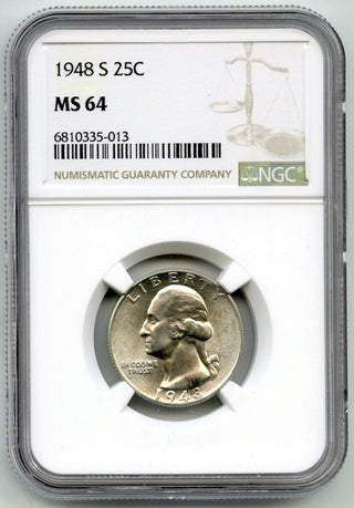 1948-S Washington Silver Quarter NGC MS64 Certified - San Francisco Mint - G71