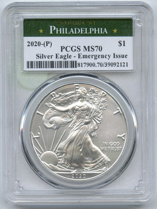2020-(P) Emergency Issue 1 oz Silver Eagle PCGS MS70 Philadelphia Mint - E79