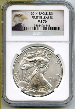 2014 American Eagle 1 oz Silver Dollar NGC MS 70 First Releases - A365