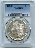 1881-S Morgan Silver Dollar PCGS MS 66 Certified - San Francisco Mint - A170