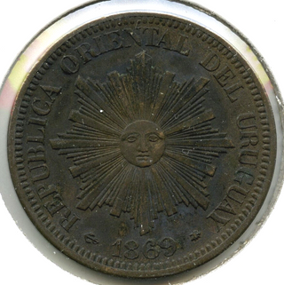 1869 Uruguay Coin 4 Centesimos - Republica Oriental - A610
