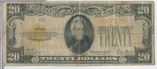 1928 $20 Gold Certificate Bank Note US Currency Twenty Dollars - ER732