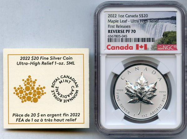 2022 Canada Maple Leaf 1 Oz Silver UHR Reverse Proof Coin NGC PF70 - JN523