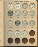 1948 - 1963 Franklin Half Dollars 35 Coin Set In Album Dansco -DM846