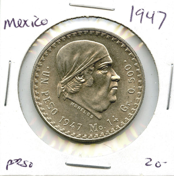 1947 Mexico Un 1 Peso Silver Coin 