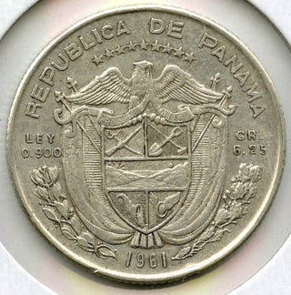 1961 Panama Silver Coin Cuarto 1/4 Balboa - G846