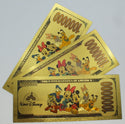 Mickey, Goofy & Donald Disney $1000000 Note Novelty 24K Gold Foil Bill LH295