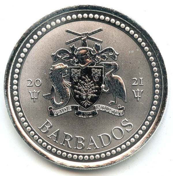 2021 Barbados Trident 999 Silver 1 oz Coin $1 Dollar Ounce & Capsule - CA559