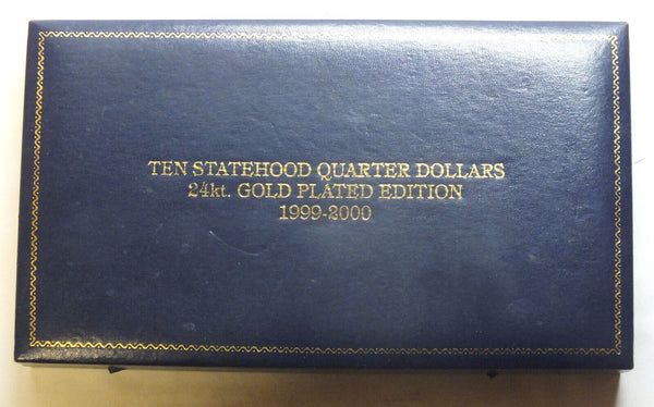 1999 - 2000 State Quarters 24k Gold Plated Set Collection Statehood & Case A225