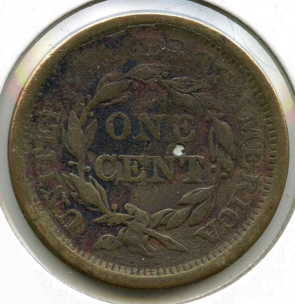 1855 Braided Hair Large Cent Penny - Upright 5's - Lamination Error - E19