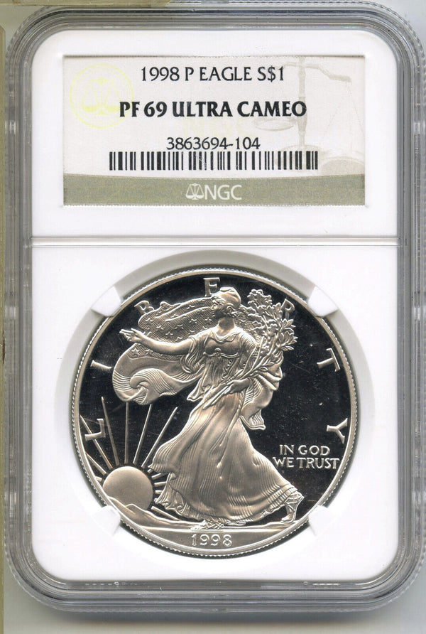 1998-P American Eagle 1 oz Proof Silver Dollar NGC PF69 Ultra Cameo - B334