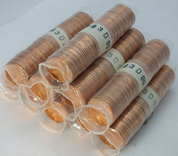 Lot of 10 1993-D Lincoln Memorial Cents 10C Rolls 500 Coins Uncirculated LH146