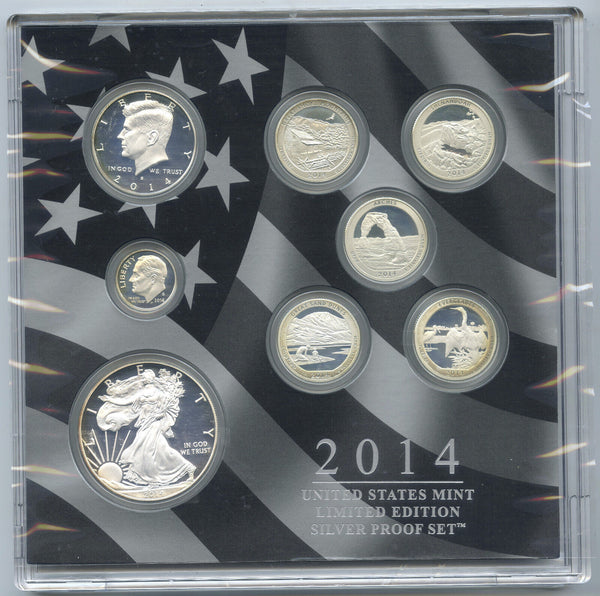 2014 Limited Edition Silver Proof Coin Set United States Mint OGP Eagle - G86