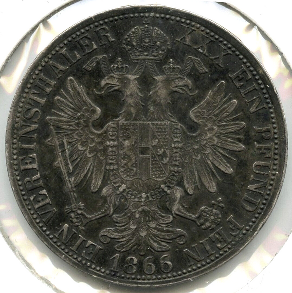 1866-A Austria Coin 1 Vereinsthaler - Franz Joseph I - B233