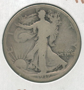 1917-D Obverse MM Silver Walking Liberty Half Dollar 50c Denver Mint  - KR206