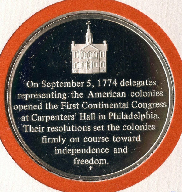 1974 First Continental Congress Bicentennial 925 Silver Medal Cachet Panel BL270