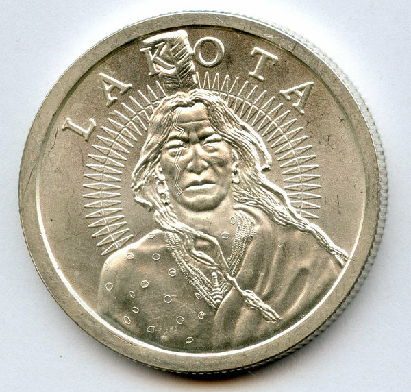 Lakota Indian Native American 1 Oz 999 Fine Silver Round Medallion - JN057