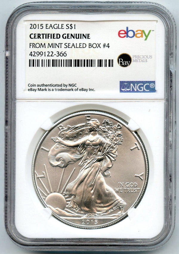 2015 American Eagle 1 oz Silver Dollar NGC Genuine eBay Label Mint Sealed CA468