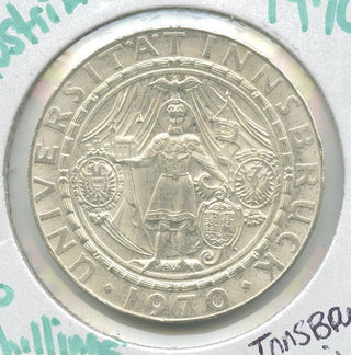 1970 Austria Silver 50 Schillings Innsbruck University Coin- ASW .5787 -DN638