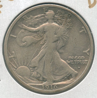 1916-D Silver Walking Liberty Half Dollar 50C Denver Mint - ER507