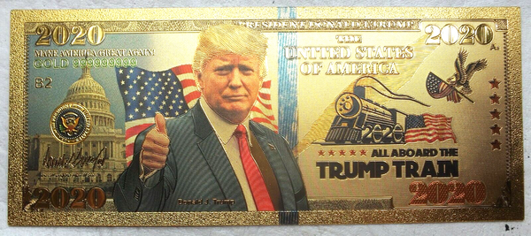 Donald Trump Train 2020 Note Novelty 24K Gold Foil Plated Bill USA Patriot LG562