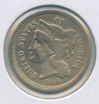 1866 P Three Cent Nickel 3C Philadelphia Mint - ER153