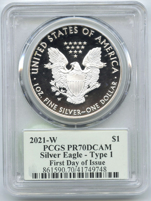 2021-W American Eagle T1 Silver Dollar PCGS PR70DCAM Cleveland Signature B222