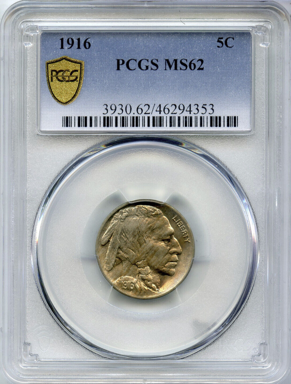 1916-P Indian Head Buffalo Nickel PCGS MS62 Certified -5 Cents- DM462
