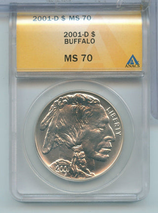 2001-D Silver Commemorative Buffalo $1 ANACS MS 70 Denver Mint - ER753
