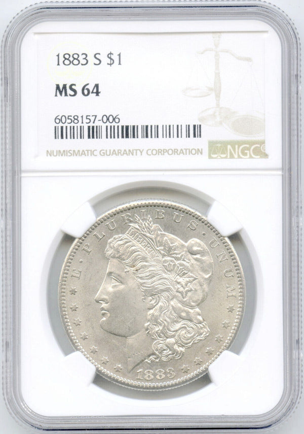 1883 S Morgan Silver Dollar NGC MS64 Certified - San Francisco Mint - DM994