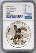 2021 The Simpsons Family 1 Oz Silver NGC MS70 $1 Tuvalu Coin - JN703