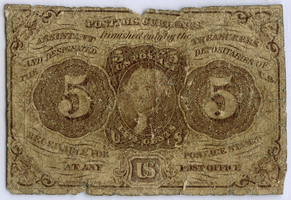 1863 US 5 Cents Fractional Currency Note 1st Issue DM334
