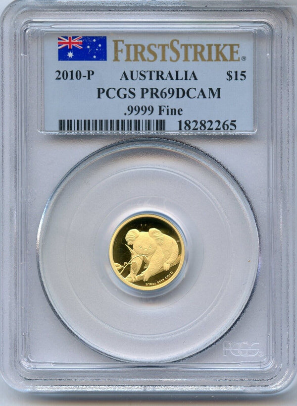 2010-P Australia Gold Koala 1/10 Oz Proof 9999 Coin PCGS PR69 DCAM $15 - JP285