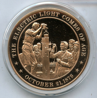 The Electric Light Comes of Age 1879 Bronze Proof Art Medal Franklin Mint JL119