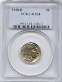 1928-D Indian Head Buffalo Nickel PCGS MS64 Certified -5 Cents- DM327