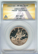 1992-S ANACS PF 69 Columbus Commemorative Half Dollar 50C San Francisco - ER908