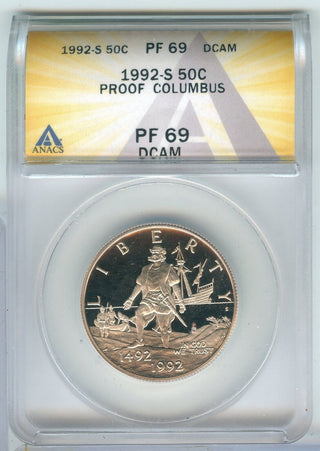 1992-S ANACS PF 69 Columbus Commemorative Half Dollar 50C San Francisco - ER908