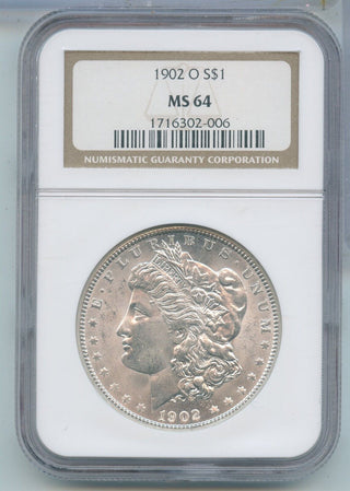 1902-O Silver Morgan Dollar $1 NGC MS64 New Orleans Mint - KR686