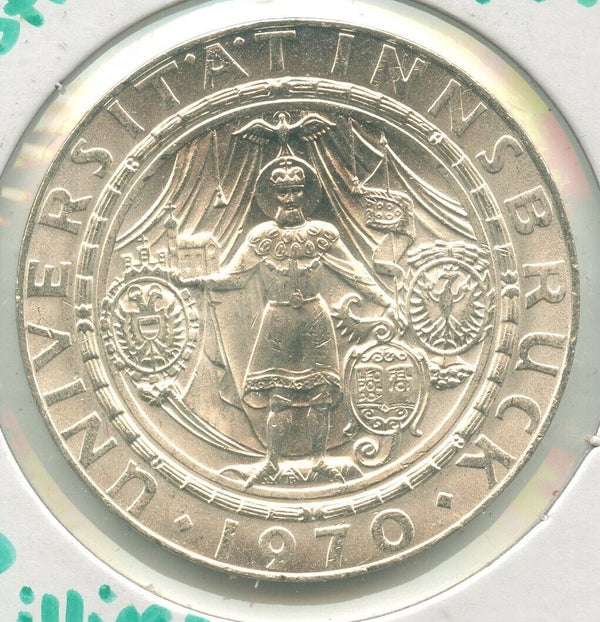 1970 Austria 300th Anniversary Innsbruck University Silver 50 Schillings-KR513