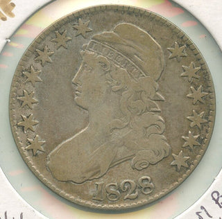 1828-P Silver Bust Half Dollar Curl Base 2 Small 8s 50c Philadelphia Mint -KR615