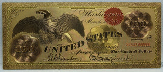 1863 $100 Legal Tender Eagle Novelty 24K Gold Foil Plated Note Bill 6