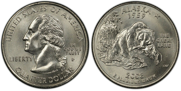 2008-D Alaska Statehood Quarter 25C Uncirculated Coin Denver mint 098