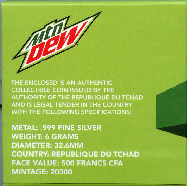 2023 Mountain Dew Bottle Cap 6g .999 Silver Chad Coin NGC PF70 Mtn Dew - JP444