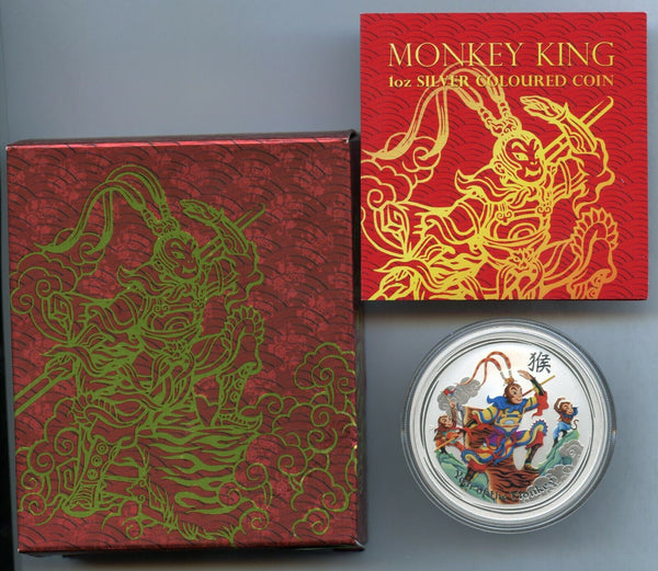 2016 Australia Monkey King Year of the Monkey 1 Oz Silver Coloured Coin - JM971
