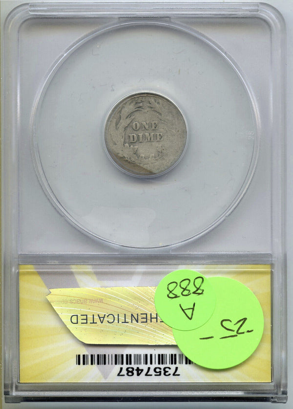 1895-S Barber Silver Dime ANACS Fair 2 Details Scratched San Francisco Mint A888