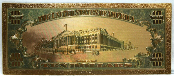 $10 1928 Gold Certificate Novelty 24K Gold Foil Plated Note Bill 6