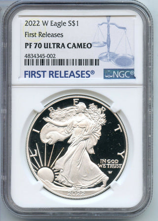 2022-W Proof Silver Eagle 1 oz NGC PF70 Ultra Cameo First Releases - CA29